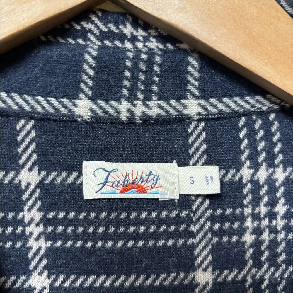 FAHERTY Legend Navy Plaid Flannel Shirt Sweater Dress - Small